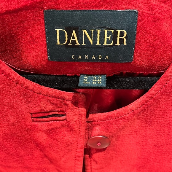 Danier Genuine Suede Leather jacket and pencil skirt. Red. Size 8/medium. - Picture 2 of 4